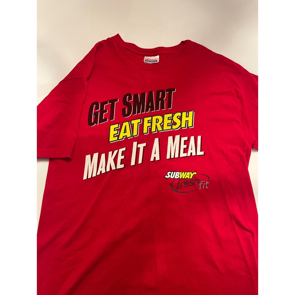Subway Men's‎ Get Smart Eat Fresh Fit Sandwich Red Tee T-Shirt Size Medium